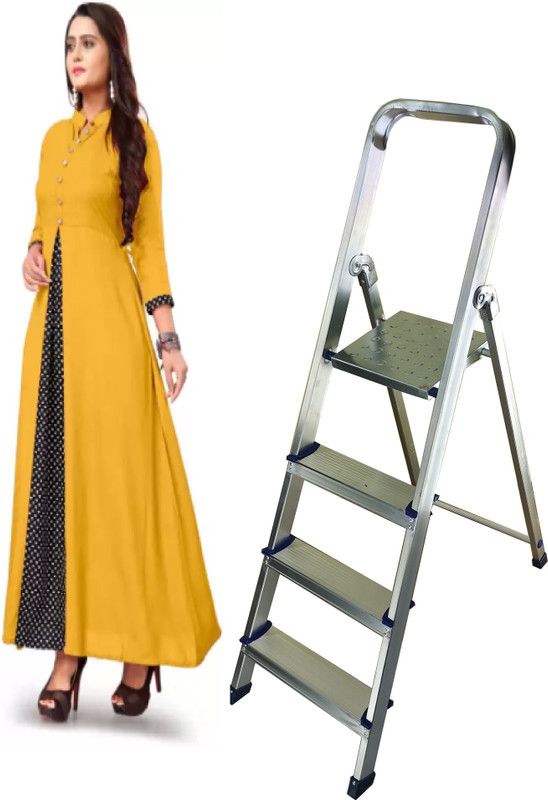 RAFTTAR Premium Heavy Foldable 4 Steps Ladder with Wide Steps & Anti-Skid Step Ladder FRP, Aluminium, Plastic Ladder  (With Platform)