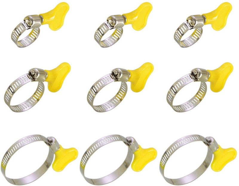 HOKiPO Adjustable Stainless Steel Hose Clamp Set, Pack of 9 (0.5 Inch,0.75 inch & 1.25 inch) Garden Tool Kit  (9 Tools)
