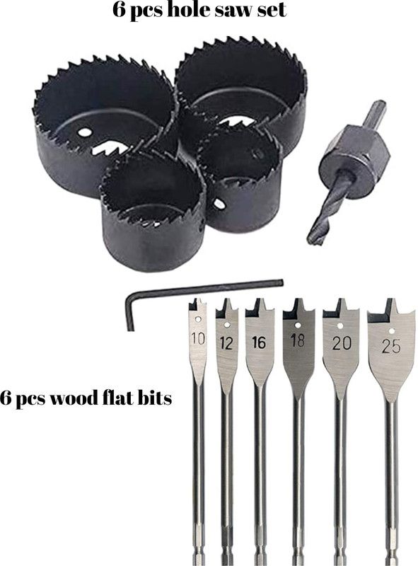 VKR universe 6 pcs hole saw set with 6 pcs Wood Drill Bit Set 6 pcs hole saw set with 6 pcs drill bit set