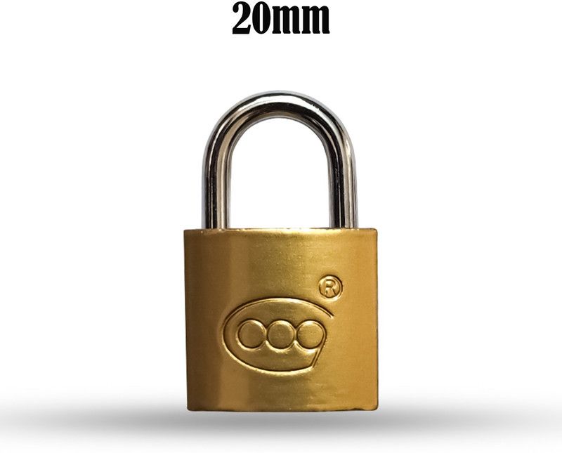LAXMI Metal Pressing Lock 20mm with 3 key's Brass Polished Finish (20mm) Padlock  (Golden)