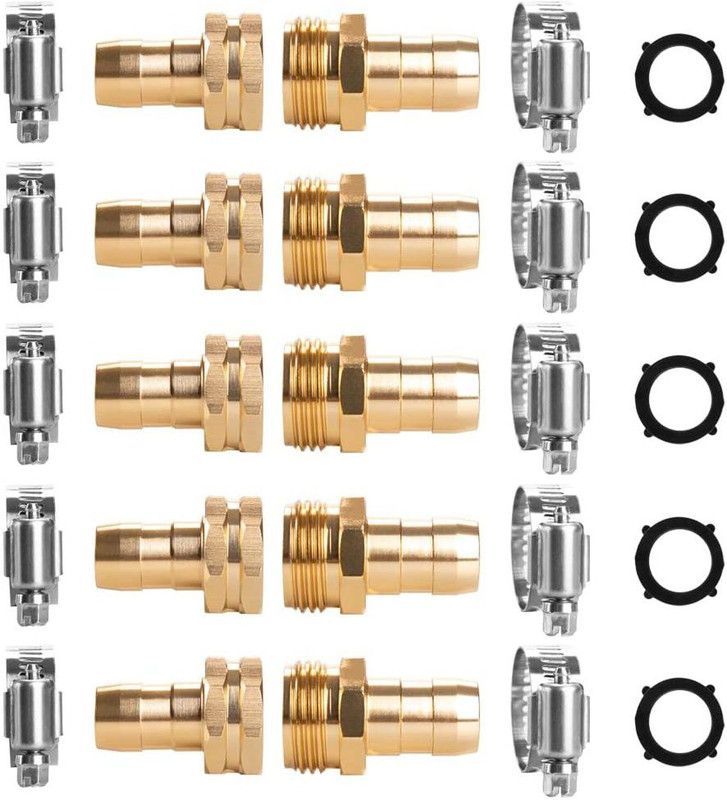 NIRVA Brass Garden 3/4 Inch Hose Fittings Repair Connector With Clamps Hose Connector