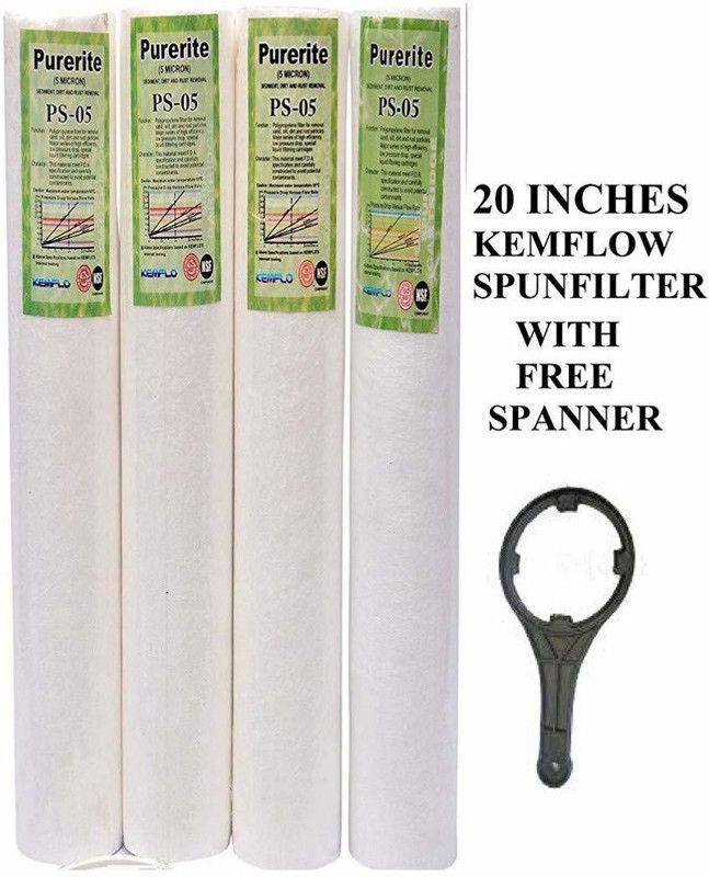 Capital 20 Inches Kemflow Spun Filter With Free Spanner Black Solid Filter Cartridge  (0.5, Pack of 5)