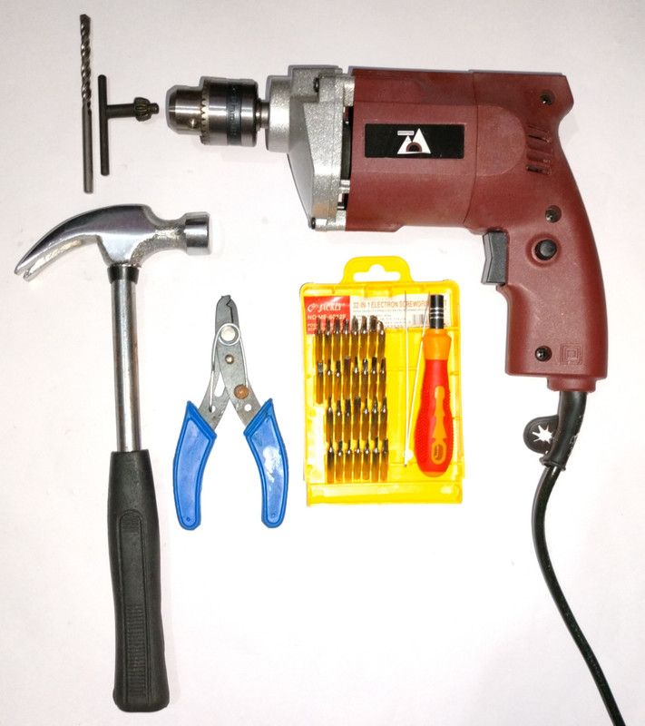Flymoon DRILL MACHINE Drill Bit set, mobile kit Masonry bit Set+hammer+cutter+1 bit DRILL MACHINE Drill Bit set, mobile kit Masonry bit Set+hammer+cutter+1 bit Angle Drill  (12 mm Chuck Size)