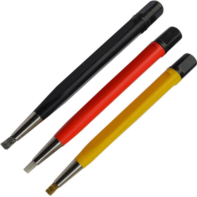 Luxuro Scratch Brush Set of 3 pcs Fibre, Steel & Brass Bristles Handle Scratch Brush  (Pack of 3)