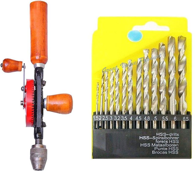 Scorpion Hand Drill Machine 1/4 +Drill Bit Set 13 Pcs Hand Drill Machine 1/4 +Drill Bit Set 13 Pcs Rotary Tool  (10 mm)