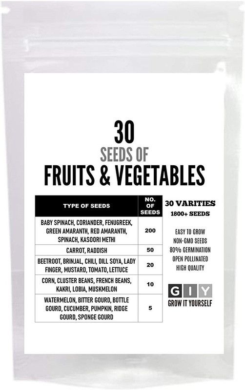 VibeX 30-Varieties-30 Variety of Fruits and Vegetable Seeds Seed  (1050 per packet)