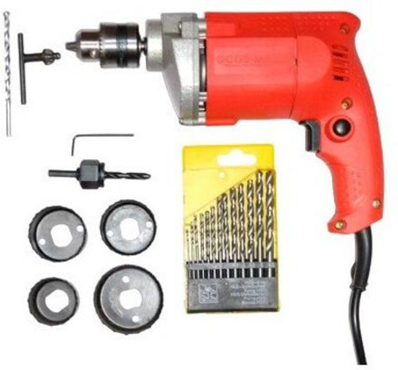 Flymoon 10mm Electric Drill machine with 13pc HSS $ 6pc hole saw set Pistol Grip Drill  (10 mm Chuck Size)