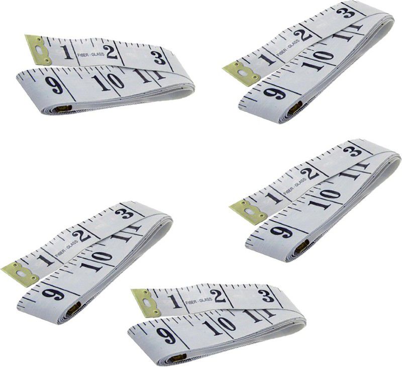CROWN White Sewing Measuring Ruler Extra Heavy Pcs 5 Measurement Tape  (1.5 Metric)