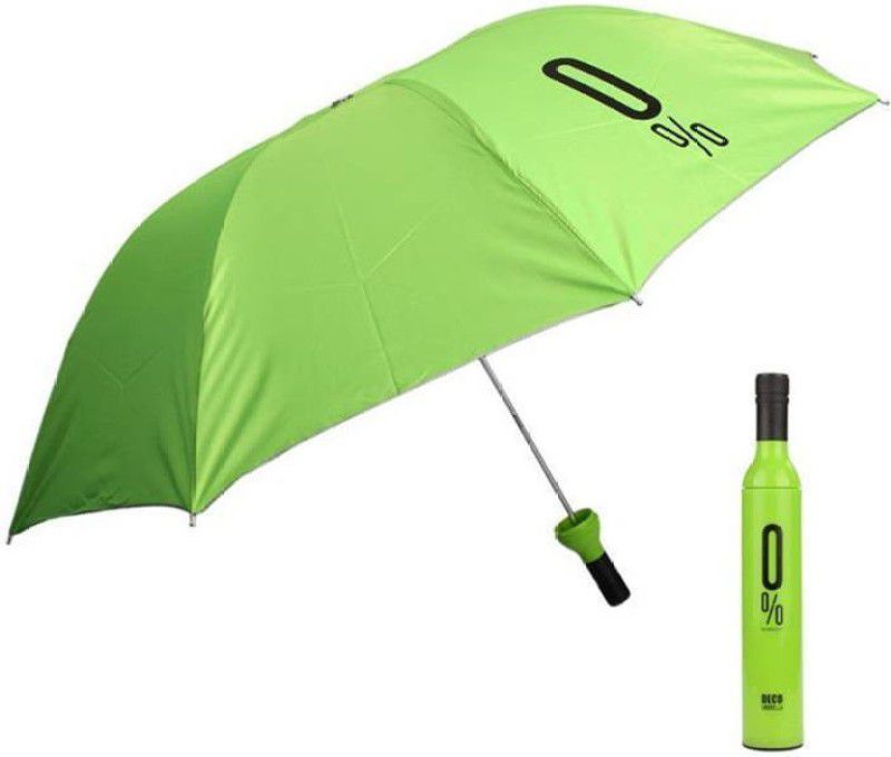 Zeom  Automatic Foldable Travel Wine Bottle Umbrella (UV PROOF WINDPROOF) (Green) Umbrella  (Green)