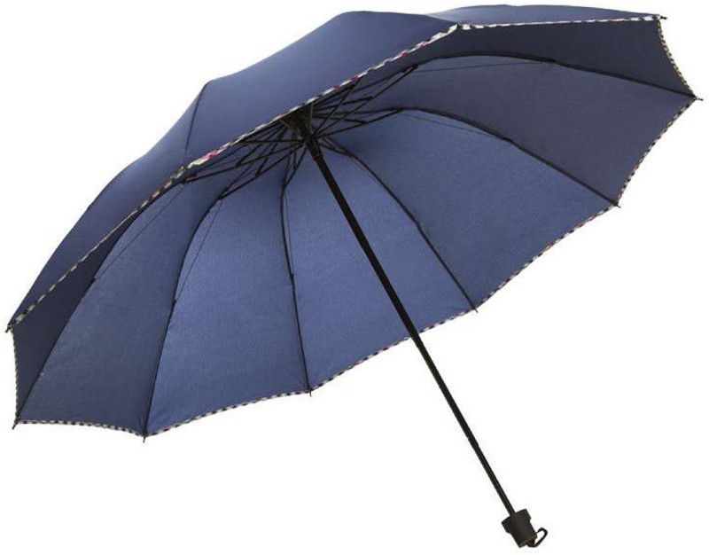 KEKEMI 3 Fold Plain1 Umbrella  (Blue)