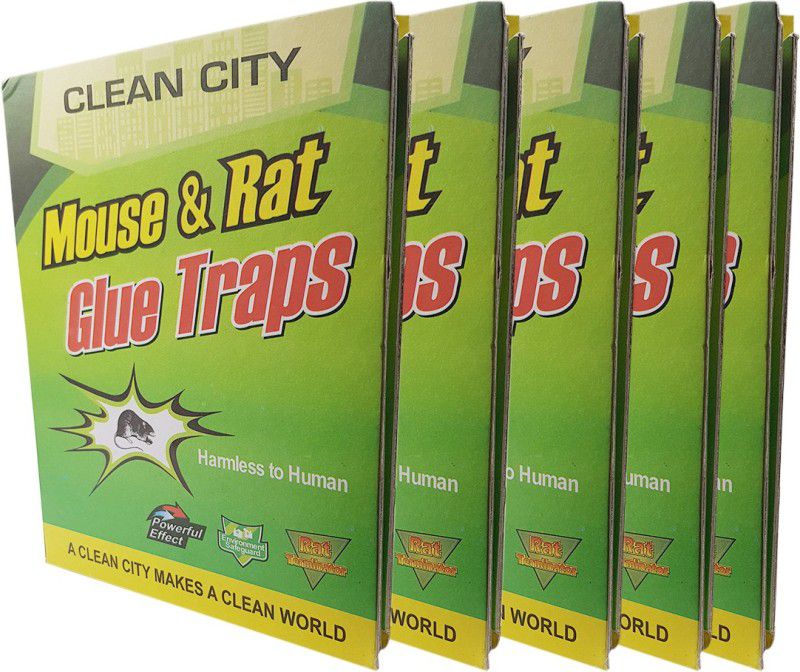 Clean City Mouse & Rat Glue Traps Sticky Glue Plate (22x17 cm) - Pack of 5 Live Trap