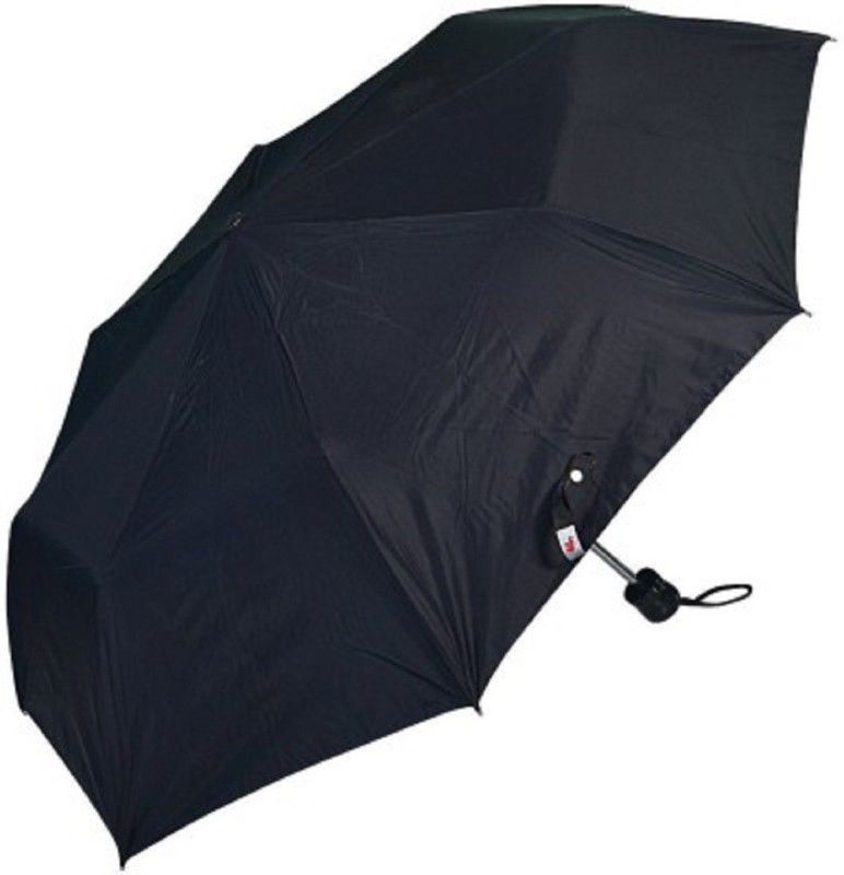 Chronax 3 Fold black plain Umbrella  (Black, Silver)