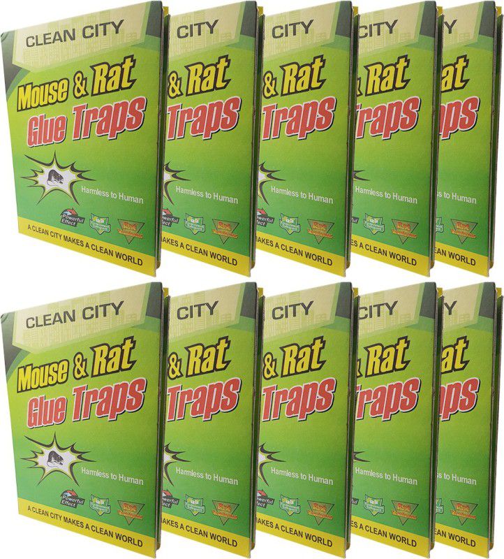 Clean City Mouse & Rat Glue Traps Sticky Glue Plate (22x17 cm) - Pack of 10 Live Trap
