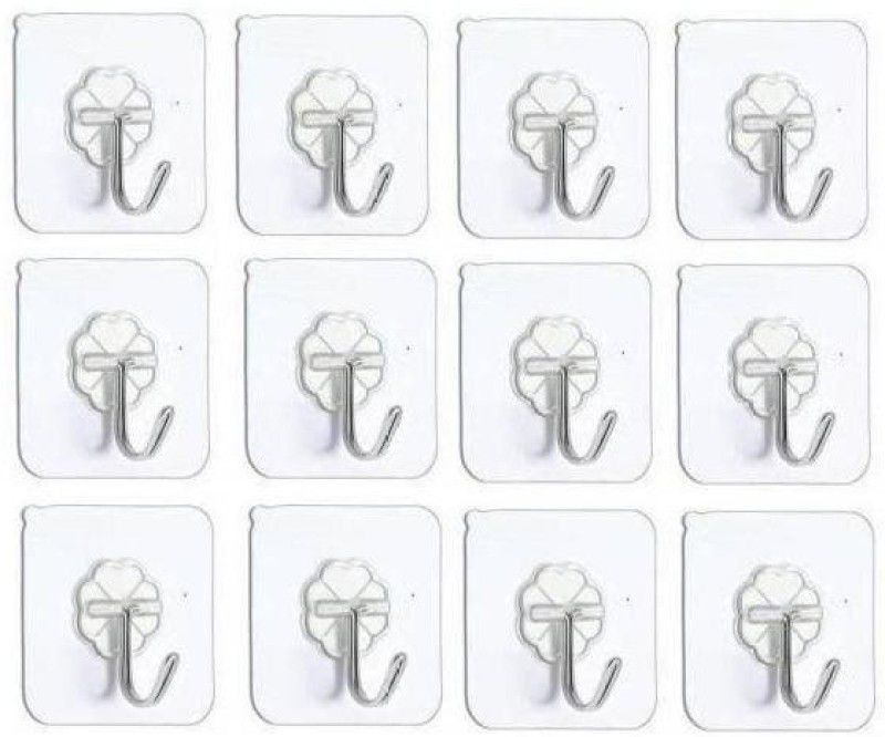 Buzon Self Adhesive Hooks Hanger Wall Stick Hook (Pack of 12) Hook 12  (Pack of 12)