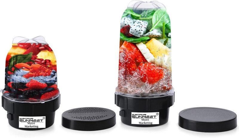 Silentpowersunmeet Bullet Jar for Mixer Grinder Set of 2 (530 ML,350 ML) ABS Transparent JarM80 Mixer Juicer Jar  (880 ml)
