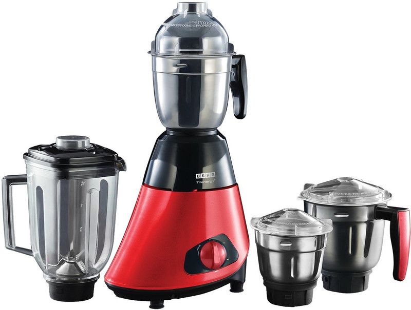 USHA TP800MX4 Trienergy 800 W Mixer Grinder (4 Jars, Black, Red)