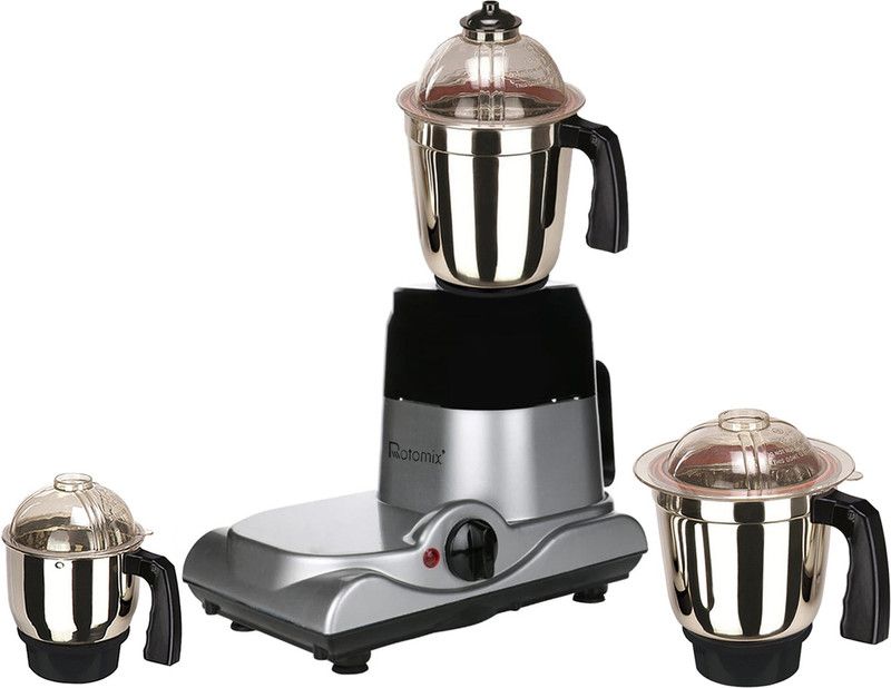 Rotomix Mixer Juicer Grinder with 3 Jar (1 Large Jar, 1 Medium Jarand 1 Chuntey Jar)-SA20-Roto-597 1000 Mixer Grinder (3 Jars, Black Silver)