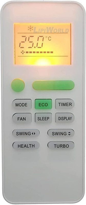 LipiWorld 145 AC Remote Control with Display Light Backlight Compatible for GODREJ AC Remote Controller  (White/Grey)