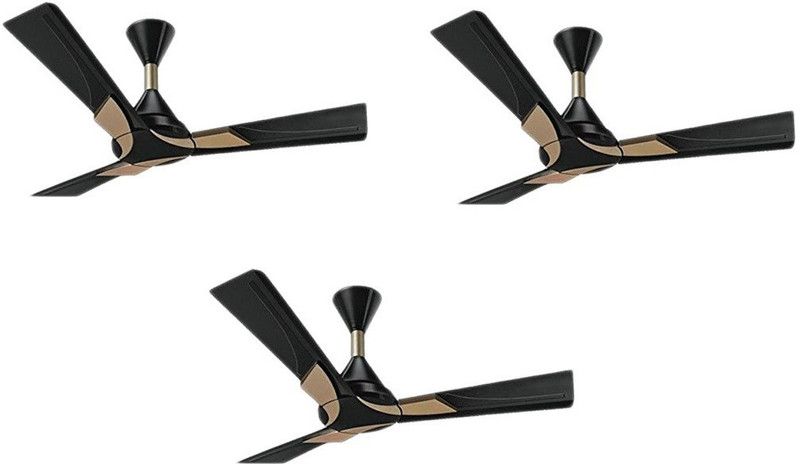 Orient Electric Wendy 1200mm pack of 3 1200 mm 3 Blade Ceiling Fan  (Metallic black gold, Pack of 3)