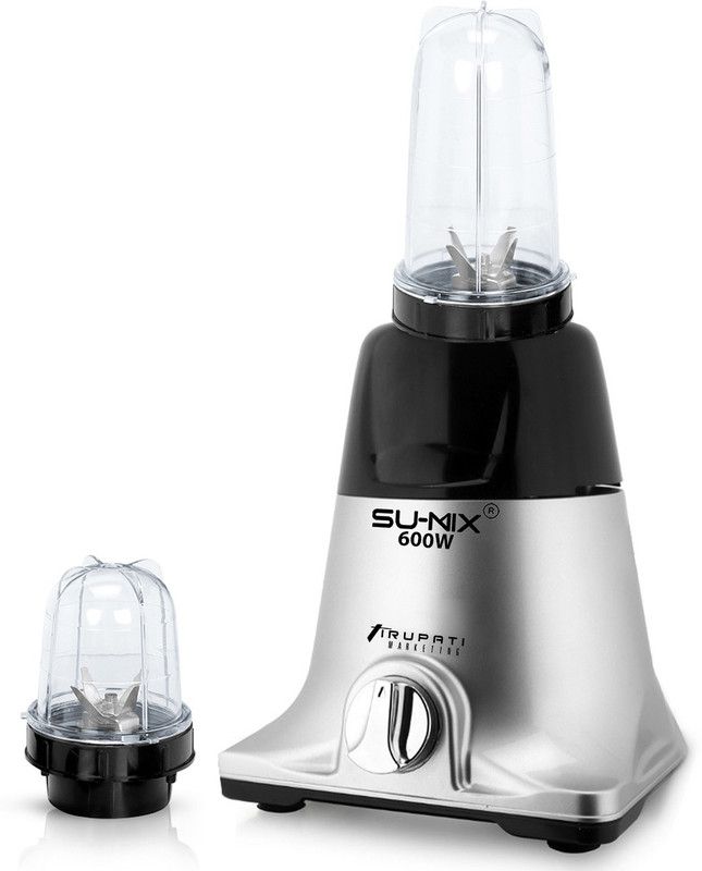 Su-mix 600-watts Mixer Grinder with 2 Bullets Jars (530ML and 350ML) TAMG241 Mixer Grinder with 2 Bullets Jars Set 600 Mixer Grinder (2 Jars, Black-Silver)