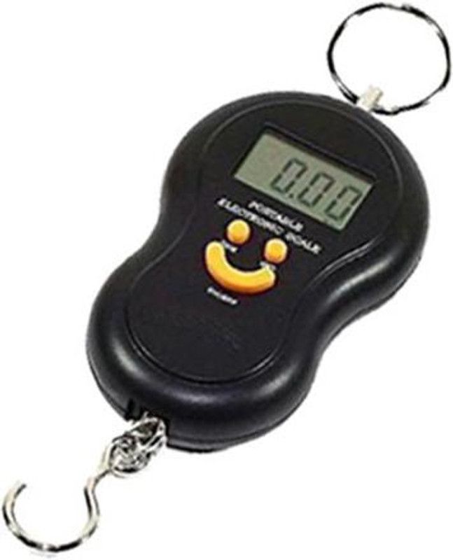 Qozent Electronic Tarazu- Portable Hanging Luggage Weight Machine Digital for Weighing Household Items Smiley Pocket Weight Machine L/24/AQA Luggage Weighing Scale  (Black)