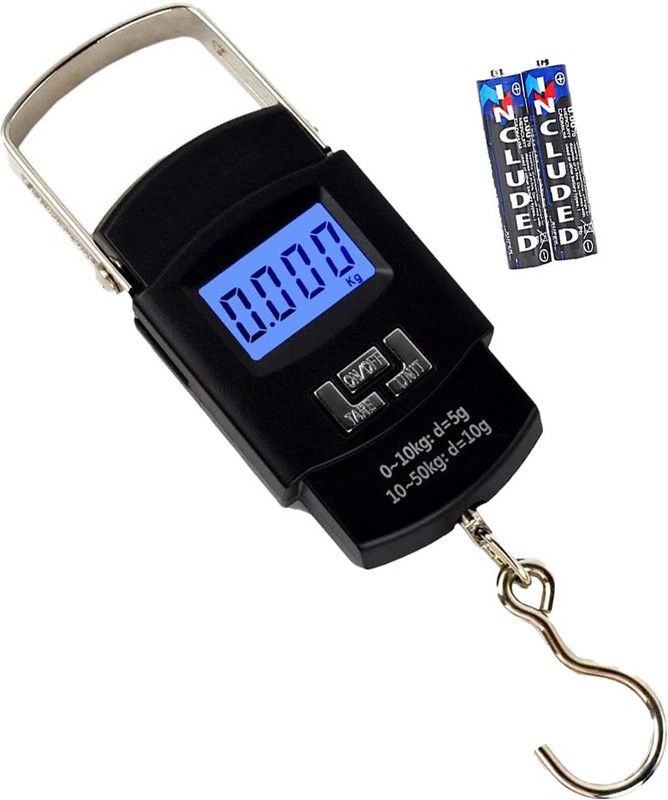 Glancing 10g-50Kg Digital Hanging Luggage Fishing Portable Weight Scale Taraju Tarazu Kata /90/UGl Weighing Scale  (Black)