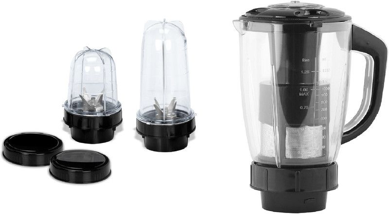 Goldwinner Juicer jar and Bullet Jar Combo ABS Plastic Set of 2 Bullet Jars (530ml and 350ml) Plus 1 Juicer Jar 1500ml, Black Mixer Juicer Jar  (1500 ml)