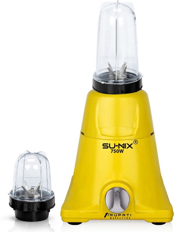 Su-mix 750-watts Mixer Grinder with 2 Bullets Jars (530ML and 350ML) TAMG221 Mixer Grinder with 2 Bullets Jars Set 750 Mixer Grinder (2 Jars, Yellow)