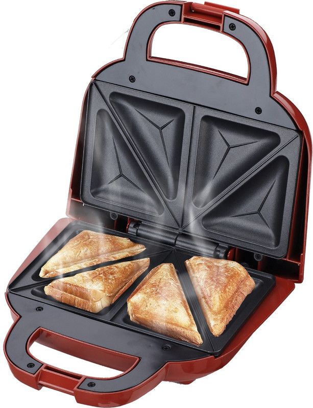 Rico Electronic Thermostat Non Stick Coated Toaster Sandwich Grill Maker Griller Toast  (Red)