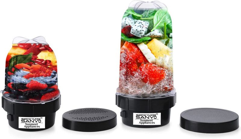 Masterclass Sanyo Bullet Jar for Mixer Grinder Set of 2 (530 ML,350 ML) ABS Transparent Jar S90 Mixer Juicer Jar  (880 ml)