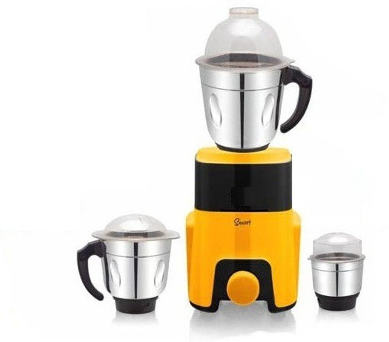 KUMAKA KMK-SMT03 Hi Smart 600 Watts Mixer Grinder with 3 Jars (100% Copper Motor) (Yellow) 600 Mixer Grinder (3 Jars, Yellow)