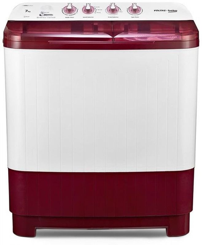 Voltas Beko 7 kg Semi Automatic Top Load Washing Machine Red, White  (WTT70DBRT)