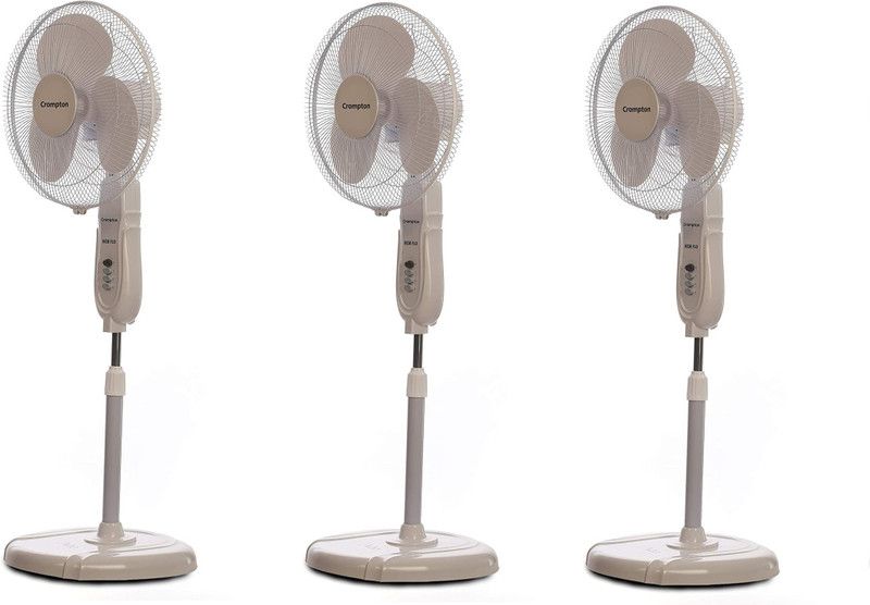Crompton PF Hi Flo Neo 400 mm 3 Blade Pedestal Fan  (KD White, Pack of 3)