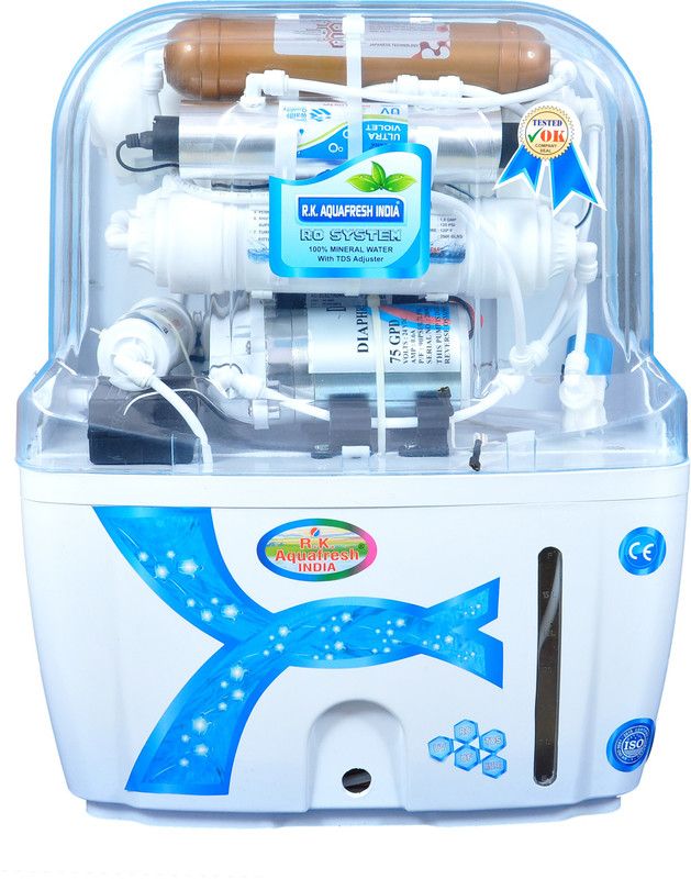 R.K. AQUA FRESH INDIA AKM-200 Active Copper filter 12 L RO + UV + UF + Minerals Water Purifier  (White)