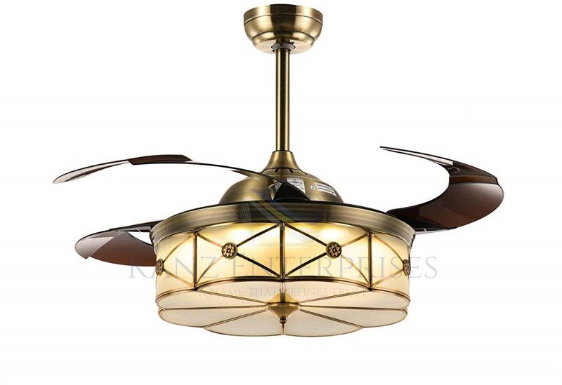 Kanz Enterprises K-417 1067 mm Remote Controlled 4 Blade Ceiling Fan  (Golden Brass, Pack of 1)