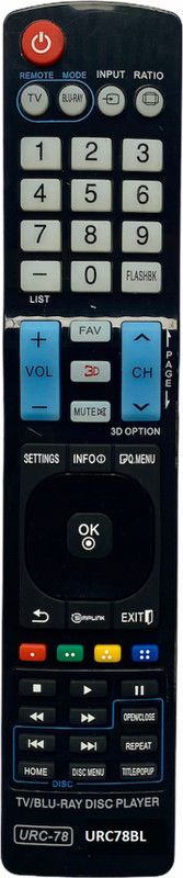 Upix URC78BL LCD/LED TV Remote LG 3D Bluray LCD/LED TV (EXACTLY SAME REMOTE WILL ONLY WORK) Remote Controller  (Black)