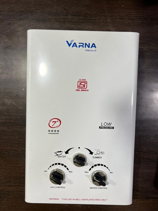 VARNA 7 L Gas Water Geyser (ALPHA 800 gm Heat Exchanger, White)