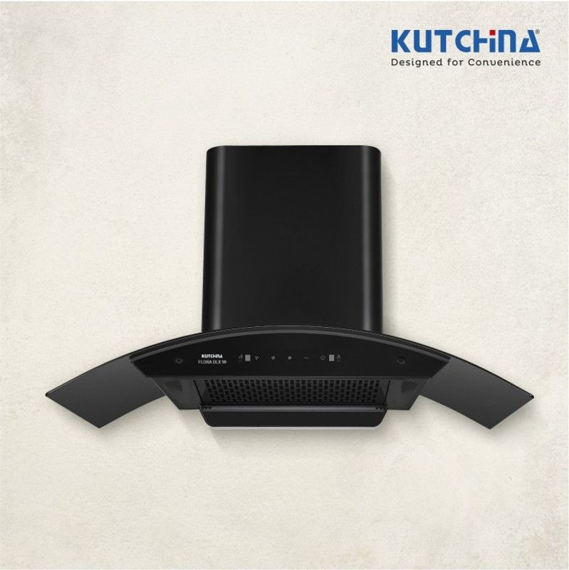 Kutchina Flora Dlx 90 Auto Clean Wall Mounted Chimney  (Black 1200 CMH)