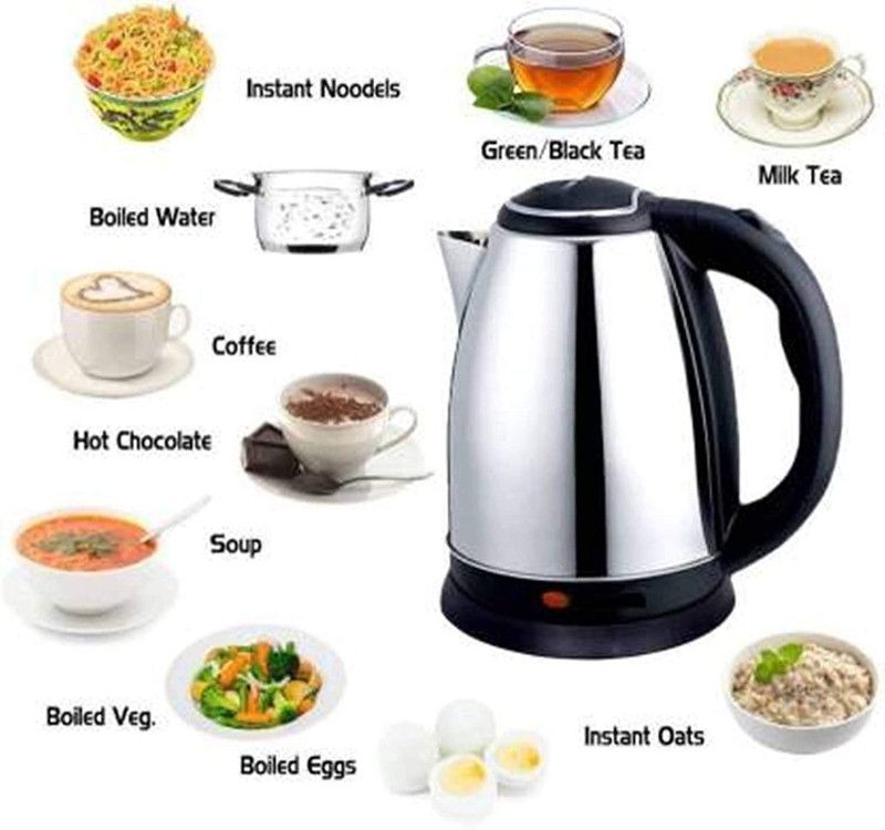 NIMYANK Stainless Steel Electric Kettle (1.8 Litre,1500 Watts,Silver) Multi Cooker Electric Kettle  (2 L, Silver , Black)