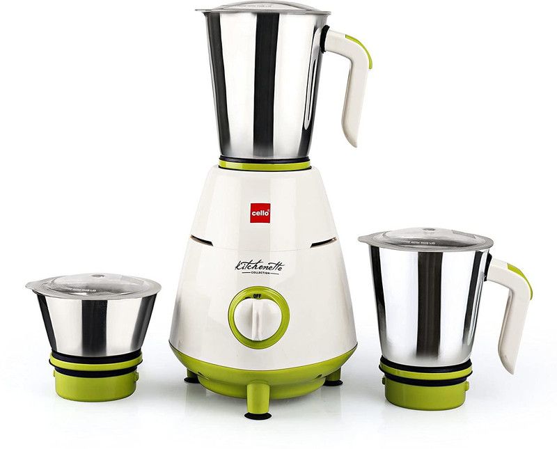 cello Grind-n-mix 800 500 Mixer Grinder (3 Jars, Green, White)