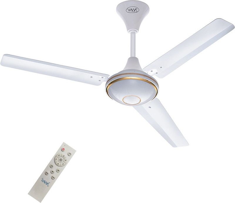 HAWAFANS ARIA White with Golden trim 1200 mm BLDC Motor with Remote 3 Blade Ceiling Fan  (White, Pack of 1)