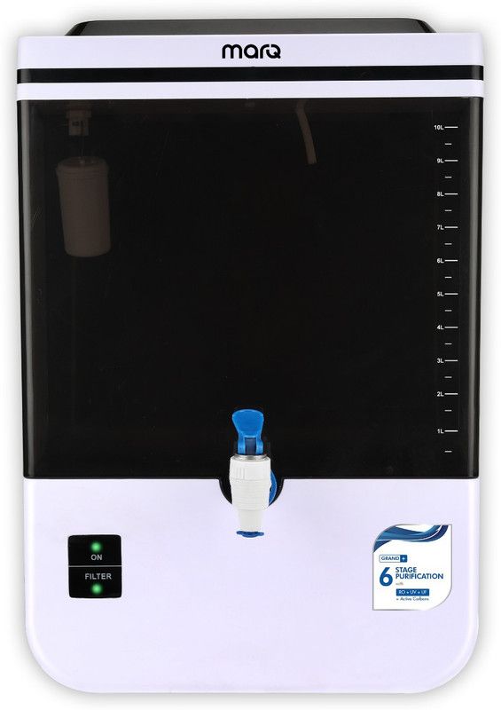 MarQ by Flipkart Grand Plus 10 L RO + UV + UF Water Purifier with Prefilter  (Black and White)