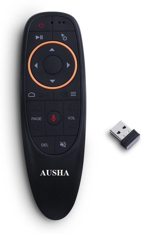 AUSHA Voice Air Mouse Universal Smart Gyroscopic Remote with Google Voice Assistance All Brands Remote Controller  (Black)