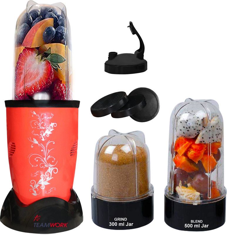 Teamwork Bullet Nutri Blender I stainless Steel Blade Mixer Grinder with 1 Year Warranty 400 W Hand Blender  (Red)
