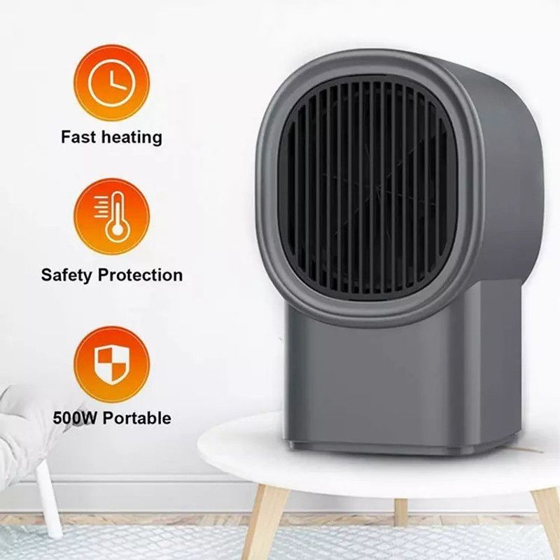 EKAM GLOBAL 500W Mini Portable Air Duct Room Heater Overheat Proof For Office Home Travel Easy Use 3 Second To Hot Air, Low Noice Design Radiant Room Heater