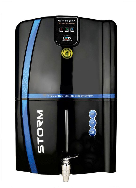 AQUA Storm LED INDICATOR 12 L RO + UV + UF + TDS Water Purifier  (Black)