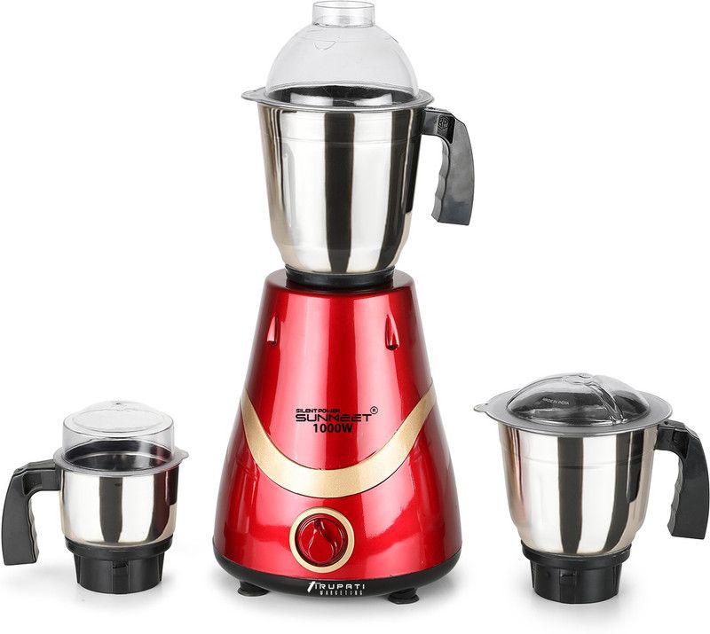Silentpowersunmeet NECKLACE 1000W Mixer Grinder with 3 Stainless Steel Jars (1 Wet Jar, 1 Dry Jar and 1 Chutney Jar), RED-GOLD SPS 1000W NECKLACE RED GOLD 3S 1000 Mixer Grinder (3 Jars, RED-GOLD)
