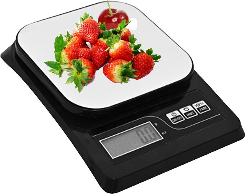 Qozent Kitchen Digital Weighing Scale ,Food Kitchen Scale,Weight Loss, Baking, Cooking, Keto and Meal Prep, Digital Kitchen Weight Machine Small Upto 10 KG for Home Weighing Scale K/92/UQ Kitchen Weighing Scale  (Black)