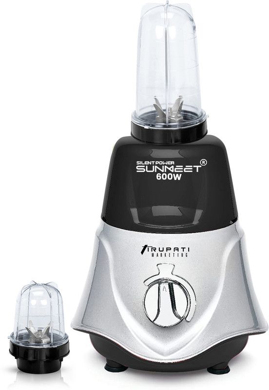 Silentpowersunmeet 600W Rocket Mixer Grinder with 2 Bullets Jars (350ML Jar and 530ML Jar) Rocket TR2J172 600 Mixer Grinder (2 Jars, BLACKSILVER)