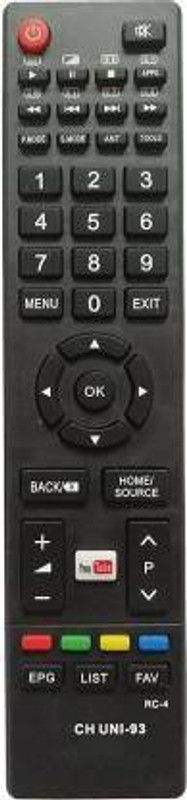 Nij TV Compatible For RC-4 CH UNI-93 LED LCD Smart TV with YouTube Function Remote Reconnect Remote Controller  (Black)
